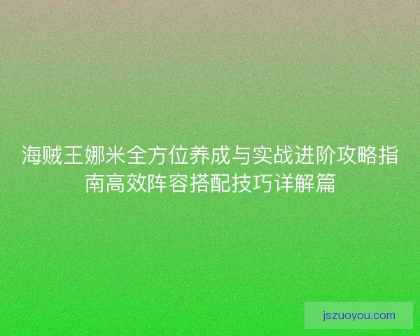 海贼王娜米全方位养成与实战进阶攻略指南高效阵容搭配技巧详解篇
